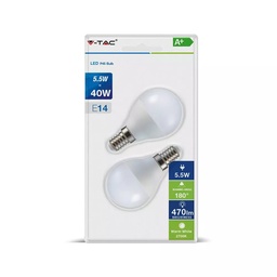 [VTA7356] Pack de 2 ampoules LED P45 E14 5.5W Lumière blanche Naturelle