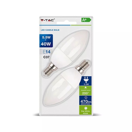 [VTA7291] Pack de 2 ampoules LED Bougie E14 5.5W Lumière jaune