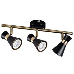 [KAN29116] MILENO - Applique / Plafonnier 3 lampes en acier noir et doré