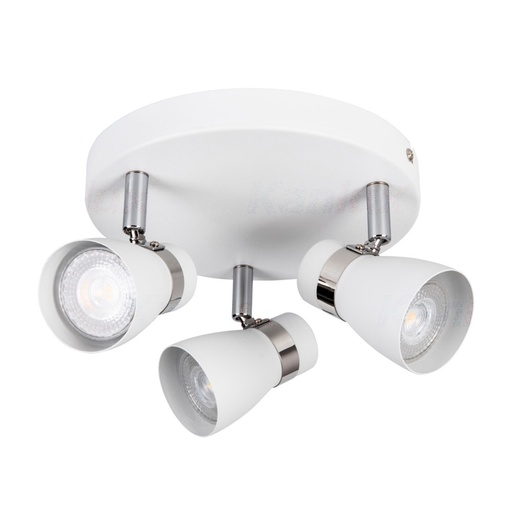 [KAN28764] Plafonnier Enali 3 lampes en acier blanc