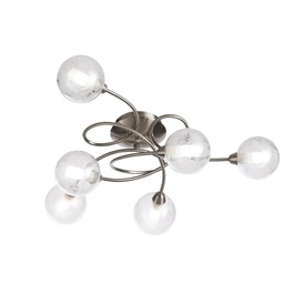 [STVEA112] ADONI - Lustre / Plafonnier 6 lampes en métal laiton et verre transparent