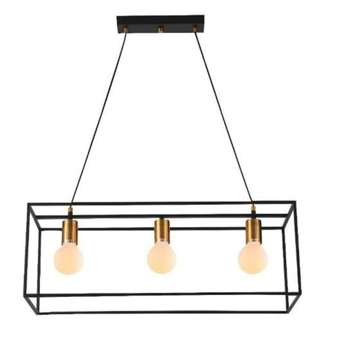 [MACLA133] Lustre Agora 3 lampes en métal noir/cuivre brossé Ø25