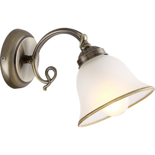 [GLO60208W] Applique Odin en métal vieux laiton et verre satiné