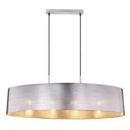 [GLO153654H] SINNI - Lustre 4 lampes en métal nickel mat et plastique argent métallisé