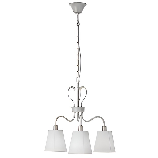 [BOICB211] Lustre 3 lampes Ares en métal blanc antique